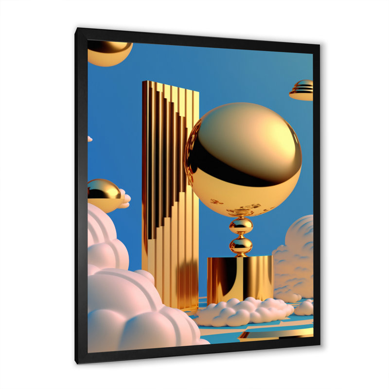 Golden Spheres Infinity VI - reproduction sur toile, H 20 po x l 12 po x P 1 po, Impression noire sur toile encadrée