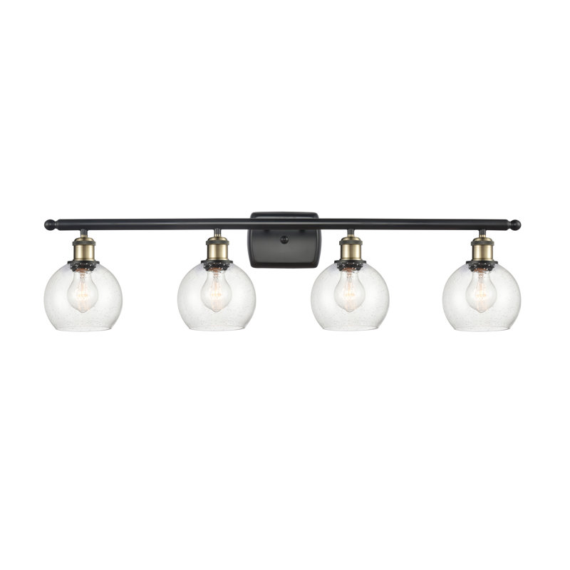 Éclairage pour salle de bain 4 lumières en laiton antique Cindi, Ampoule non incluse, Laiton antique noir