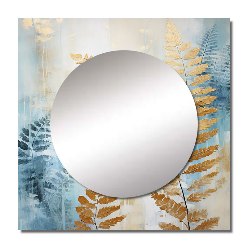 Sigyn - Grand miroir mural carré floral et botanique pour chambre à coucher, 29 po x 29 po