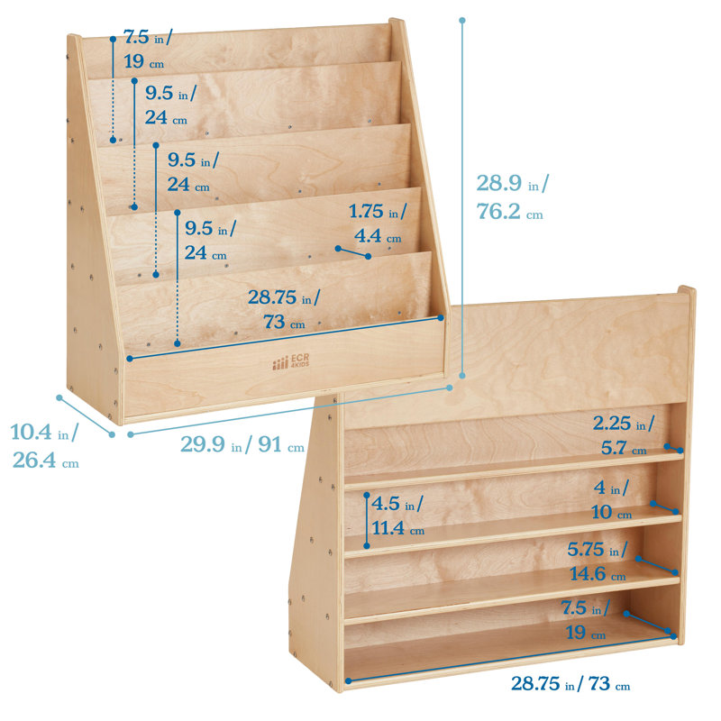Natural Birch Wooden Kids Book Display Stand