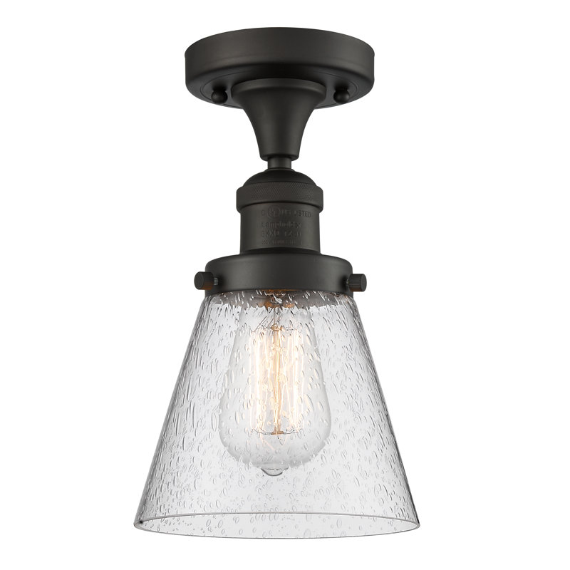 Plafonnier semi-encastré 1 lumière Cone, Noir mat, Ampoule non incluse, Grainé