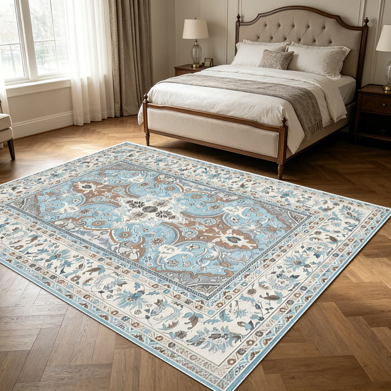 1PC Vintage Persian Floral Medallion area rugs for Living Room, Soft and Comfortable, Suitable for all seasons, easy-to-maintain, machine washable Indoor floor mat, Under Table Farmhouse suitable for dining room, bedroom, front entryway, home office,