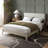 Queen Size Wood Bed Frame With Velvet Upholstered Headboard, Platform Bed Frame With Strong Wooden Slats