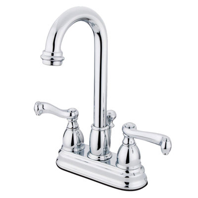 Kingston Brass Royale Two-Handle 3-Hole Deck Mount 4" Centerset Bathroom Faucet with Plastic Pop-Up