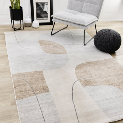 Rug Branch 8' X 10' (7'10" X 10'2") Geometric Indoor Area Rug, Cream Cream , Contemporary Modern - Living Room, Bedroom, Dining Room, And Kitchen