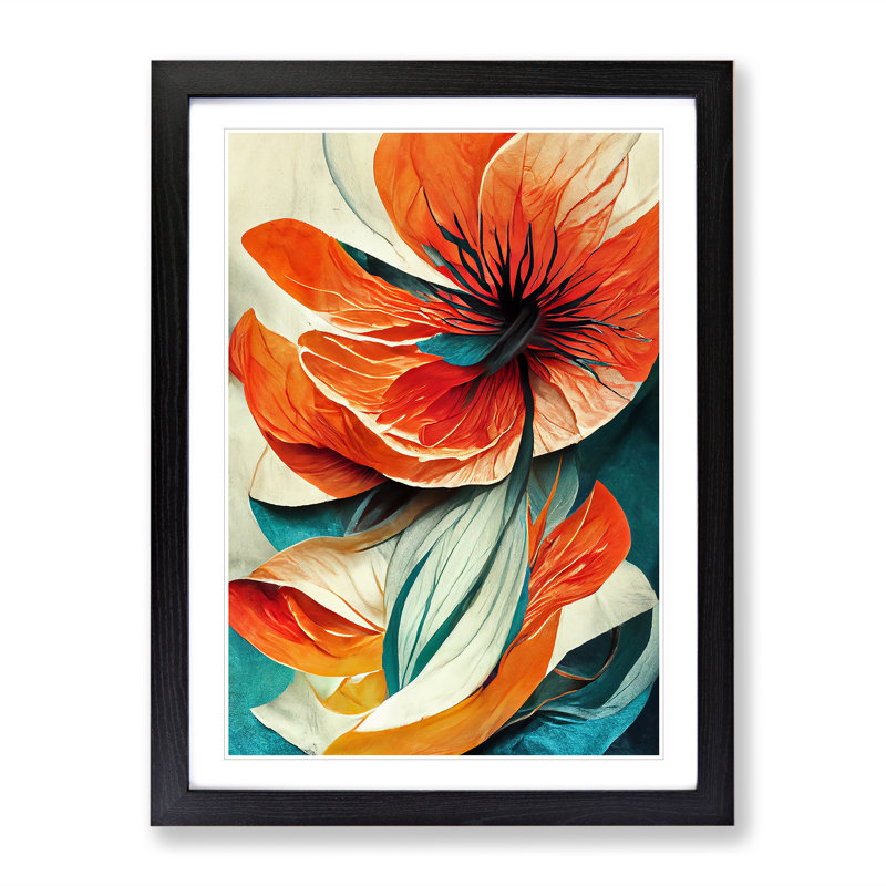 Modern Abstract Flowers No.4 - Framed Print, Black, 64cm H x 46cm W x 2cm D