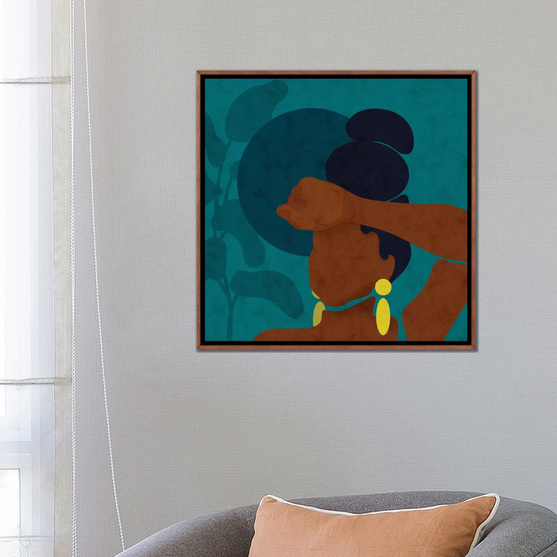 « Ayana » par Reyna Noriega-impression d’art graphique, H 26 po x l 26 po x P 1,5 po, Toile classique avec cadre brun