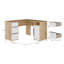 Contemporary corner desk with 3 drawers and 1 door, open compartment, office, engineered wood, warm oak decor/white, 124.6 cm W x 75.5 cm H x 124.6 cm D-128114854