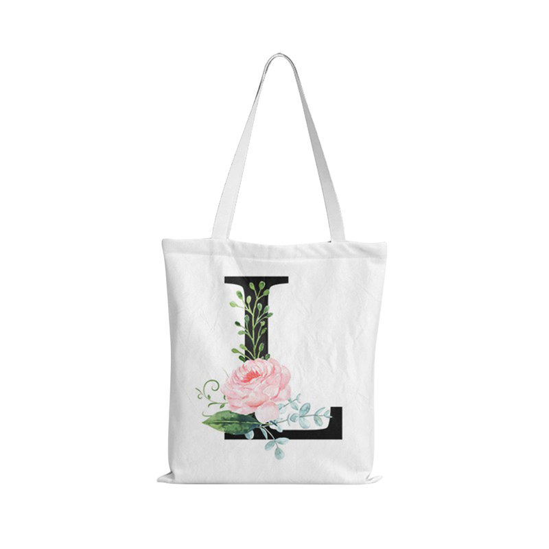 Canvas Cosmetic Bag, Christmas Personalized Birthday Gift, Floral Initial Tote Card, Bridesmaids Bride Teacher Sister Mom Gift