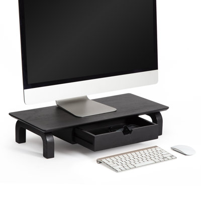 Brynsley Wood Monitor Stand With Drawer