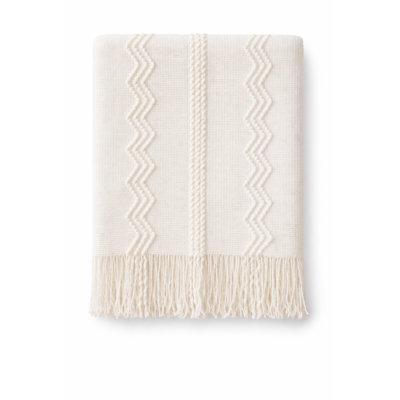 Jeté ivoire tricoté douillet Boho avec frange