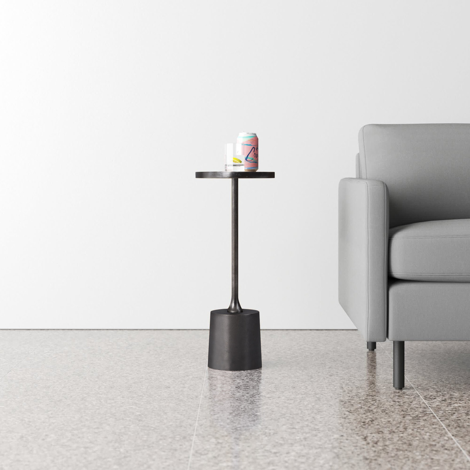Element 10" End Table, Nickel Silver