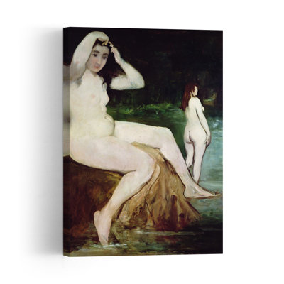 Les Baigneuses, 1874-1876. Estampe murale abstraite représentant un paysage serein et tranquille.
