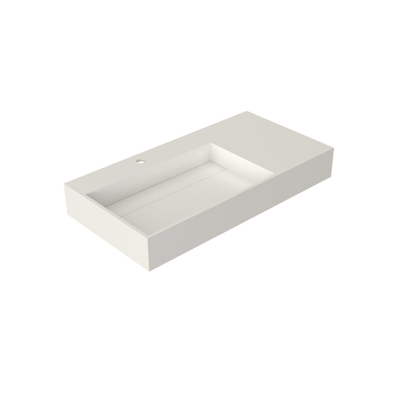 Lavabo de salle de bain à surface solide en résine durable avec installation facile et conception intemporelle