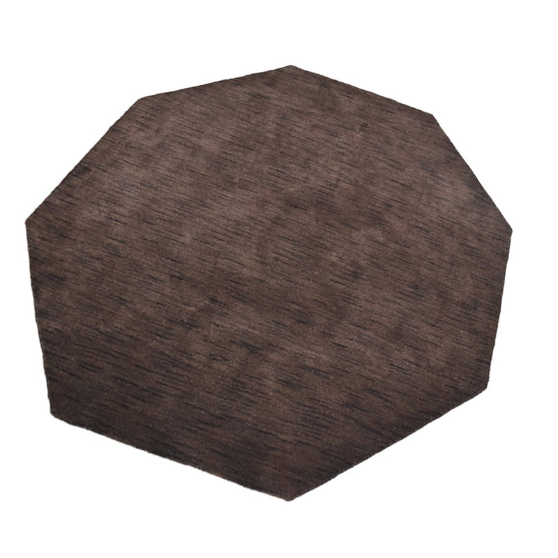 Tapis écologiques en laine nouée à la main de style tissé à la main Manns - Octogone, couleur brune, conception unie uni, tapis épais antidérapants faits à la main pour salon, chambre à coucher