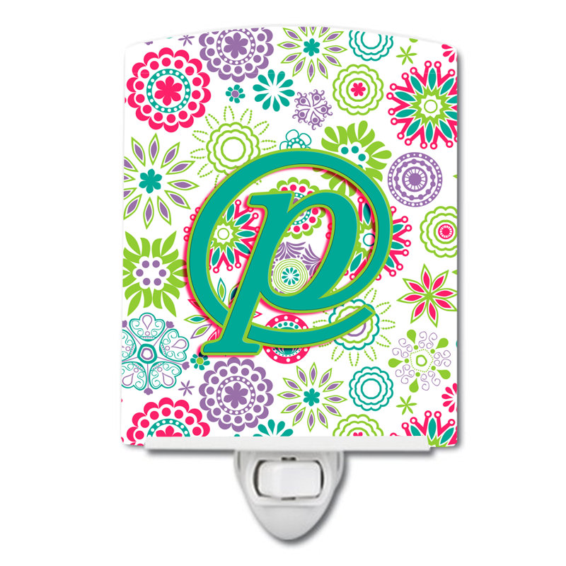 Éclairage de nuit en céramique fleurs initial, P
