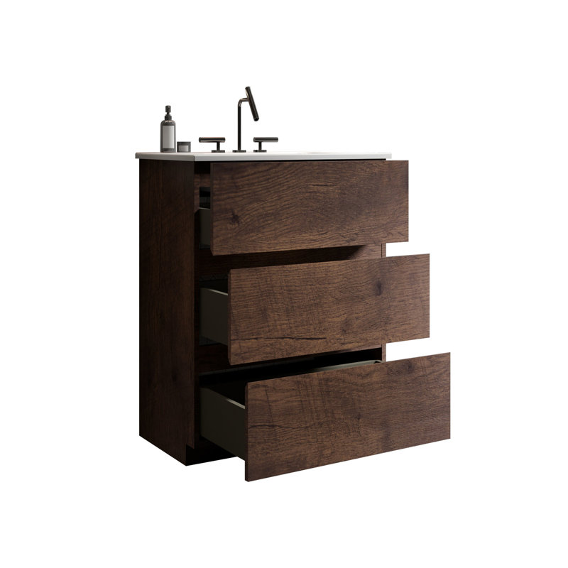 Meuble-lavabo en noyer avec lavabo, 24"