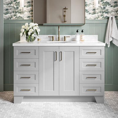 Frawley 54'' Solid Wood Single Bathroom Vanity with 1.5'' Carrara Marble Top