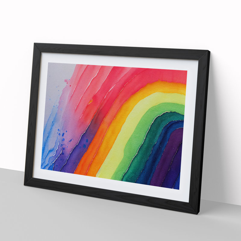 Watercolour Rainbow Vol.1 Abstract - Single Picture Frame Print, Black, 34cm H x 46cm W