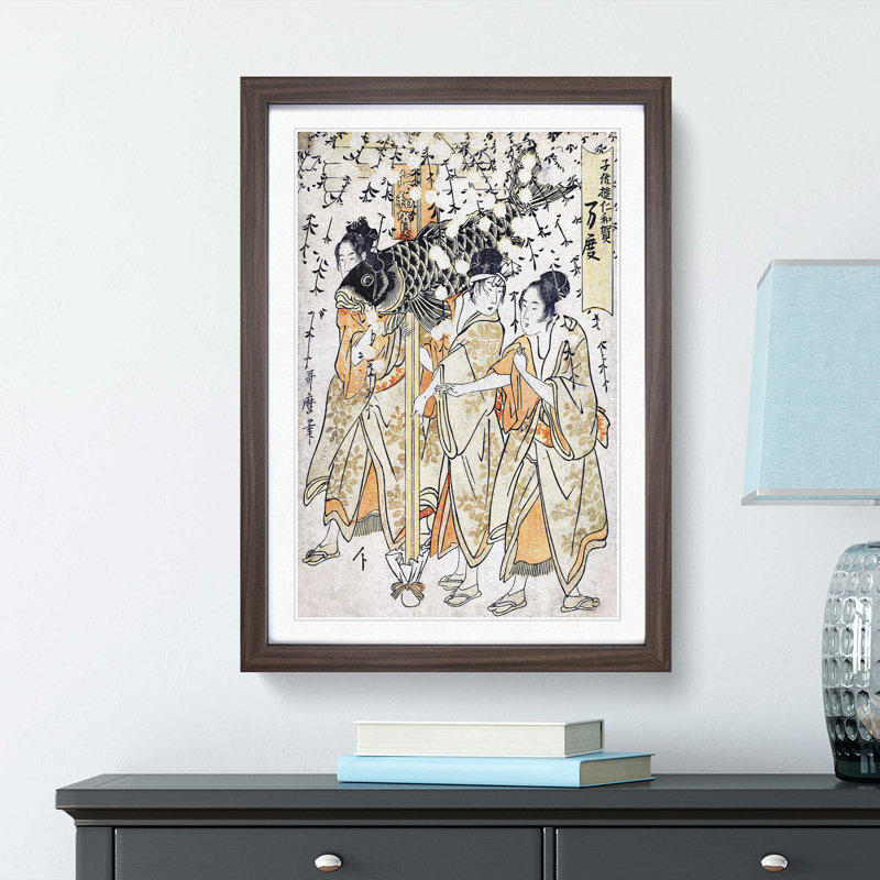 Lantern Float by Kitagawa Utamaro - Picture Frame Painting Print, 65cm H x 48cm W x 2cm D, Walnut Framed