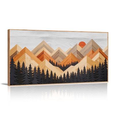 «Layered Wooden Mountains with Black Pine Trees», art mural sur toile