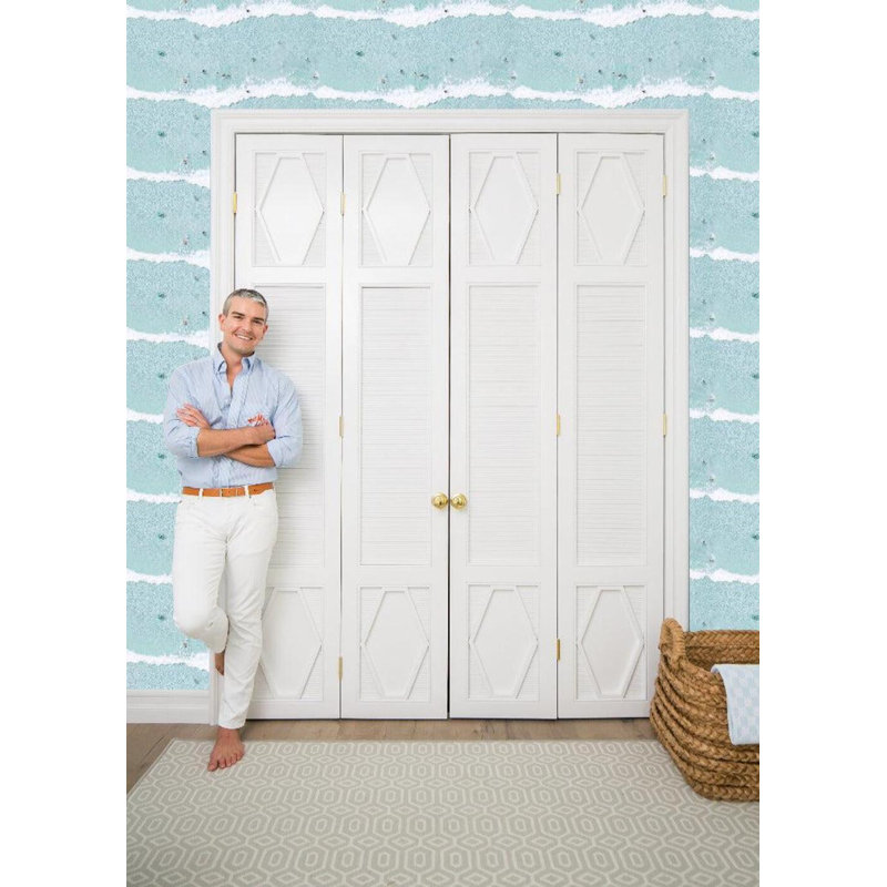 Ocean Swimmers 10' L x 24" W Wallpaper Roll, Non-pasted, Faux Grasscloth