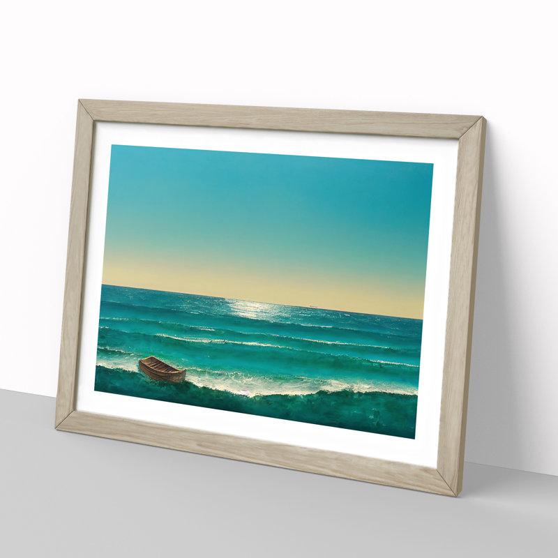 Single Boat - Single Picture Frame Print, Oak Framed, 34cm H x 46cm W x 2cm D