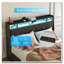 Cadre de grand lit avec tête de lit ergonomique, cadre de lit plateforme grand avec prises et chargeur et lumière DEL, cadre de lit en métal grand avec tablette de rangement-996601680