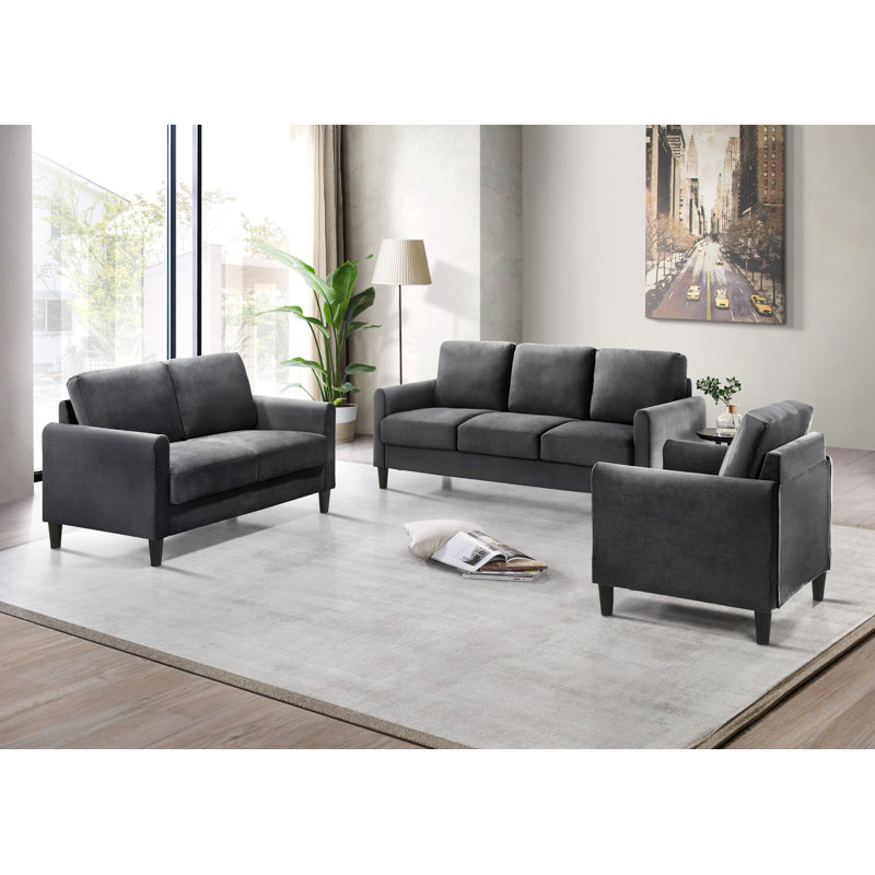 Airell 74.4'' Velvet Sofa, Gray Velvet