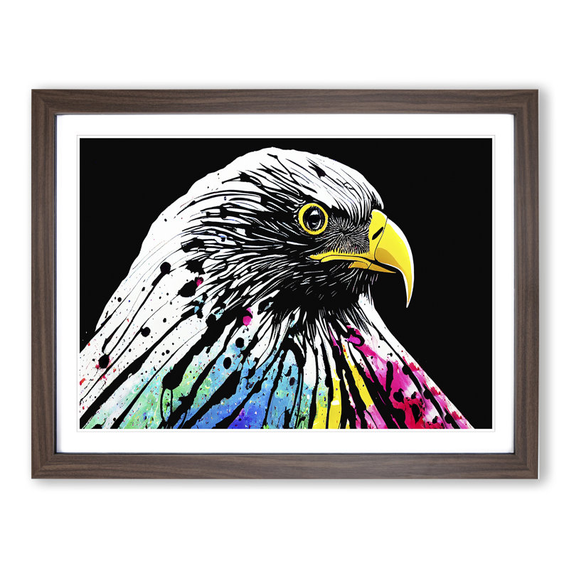 Eagle Bird Splash Vol.3 Abstract - Single Picture Frame Print, 46cm H x 64cm W x 2cm D, Walnut Framed