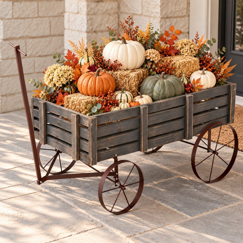 Chariot de jardin rustique en bois 28 po Heirloom, Gris