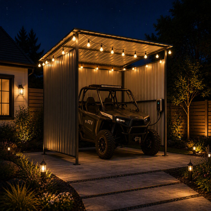 Pergola d'extérieur robuste de 6 x 6 pi avec toit rigide, pavillon de jardin multifonctionnel et remise pour patio et cour arrière
