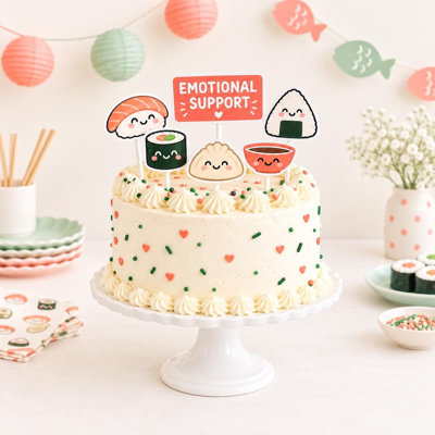 Décorations de gâteaux de soutien émotif de sushi, boulettes d'anniversaire de nigiri-maki, choix de papier cartonné