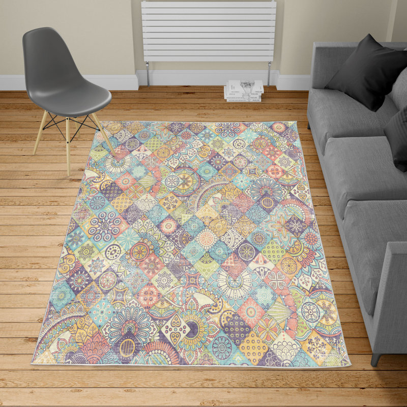 Tapis multicolore, Rectangle 5 pi 2 po x 7 pi 6 po