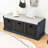 Rustic Storage Bench with 3 Rattan Baskets and Removable Cushion-1193220104