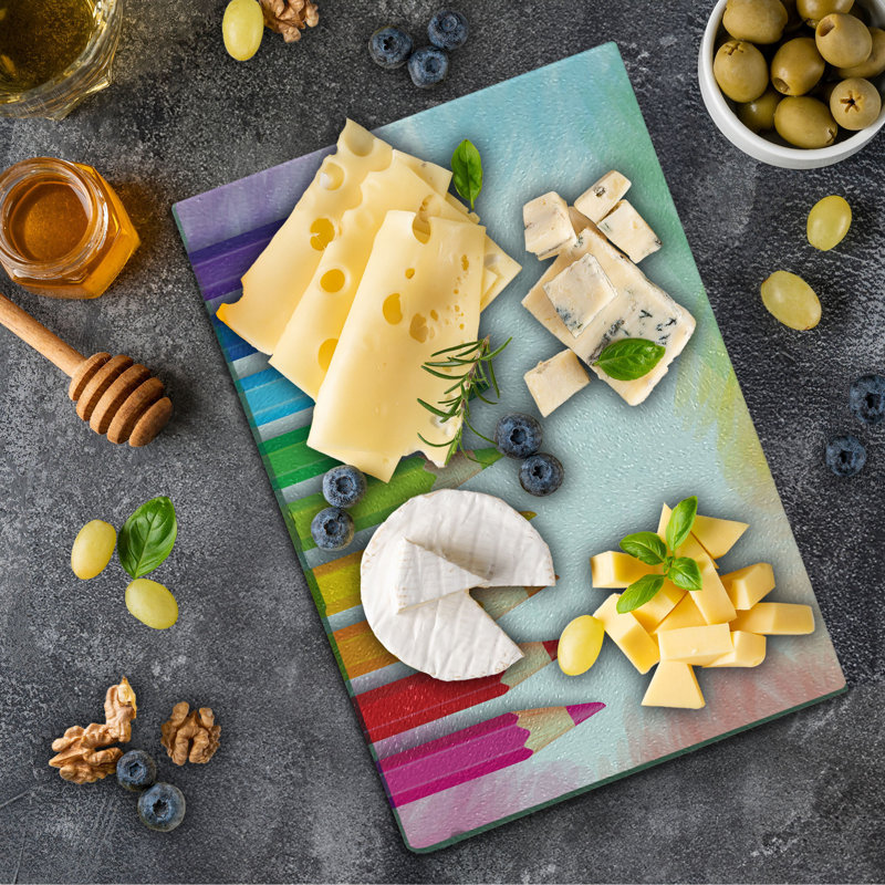 Multicolore Planche à découper en verre trempé Ambesonne Science