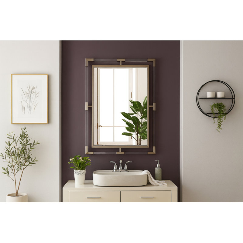 Ingimar Wood Rectangle Wall Mirror, Brushed Silver