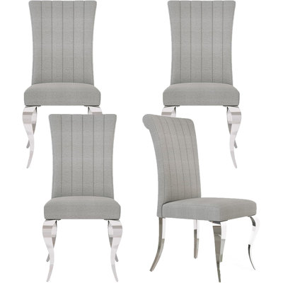 Grey Dining Chairs With Silver Legs Set Of 4 by Rosdorf Park