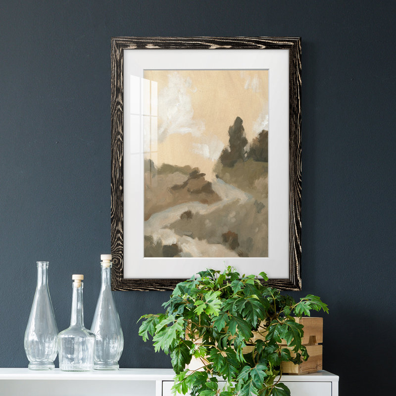 Hillside Walking Path I - peinture encadrée, Cadre noir, H 43,5 po x l 31,5 po x P 1 po