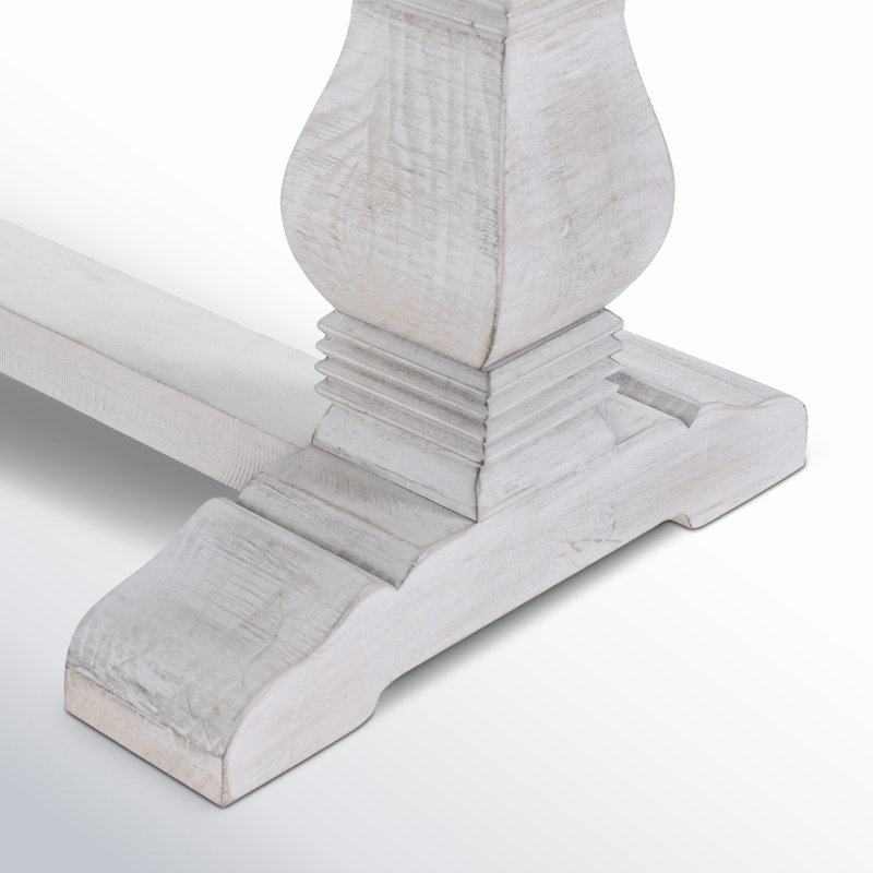 Banc en bois massif Kinston, Ivoire délavé, H 18 po x l 83 po x P 16 po