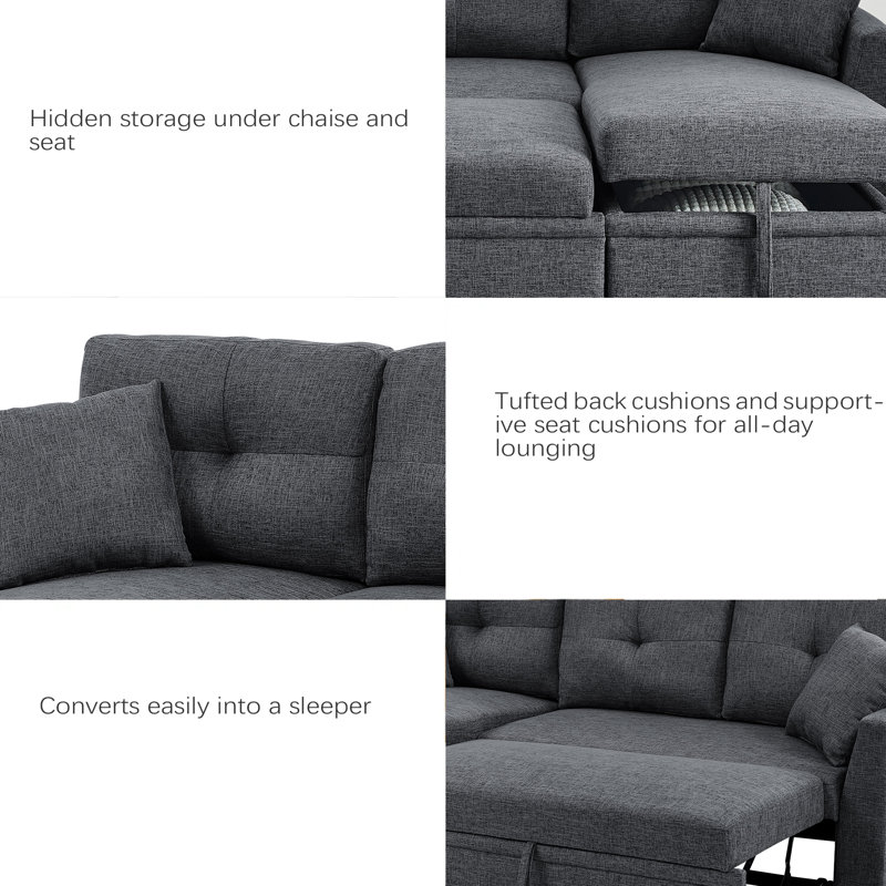 Ebern Designs Modular Sleeper Sectional Sofa With Storage - Wayfair Canada