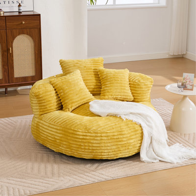 Fauteuil à billes, fauteuil à billes pour adultes, enfants, fauteuil à billes surdimensionné en velours côtelé avec 3 coussins et accoudoirs, fauteuil à billes et canapé paresseux avec rembourrage en mousse pour chambre à coucher