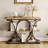 3-Tier Industrial Entryway Table with Oval-Shaped Metal Frame & Adjustable Feet, 39" Sofa Console Table-109239910