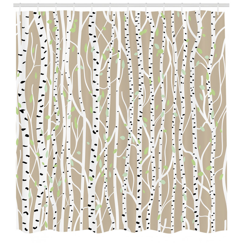 Ensemble de rideau de douche et crochets Birch Tree, H 70 po x l 69 po