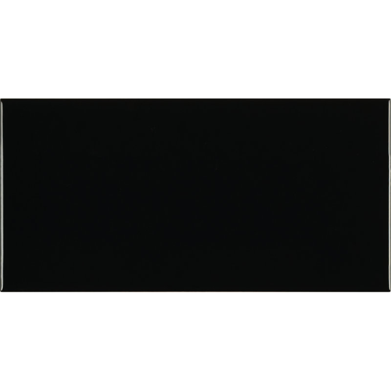 Color Beat Satin 4" W x 8" L Ceramic Subway Tile, Black