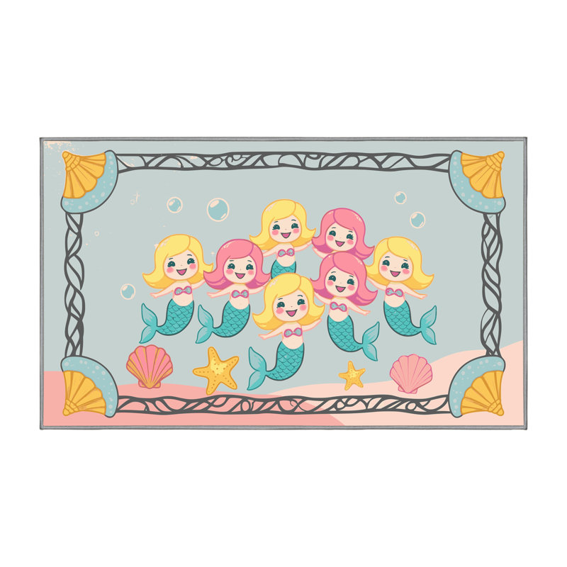 Tapis pour enfants Sunside Sails Mermaids Ocean, Rectangulaire 2 pi x 3 pi