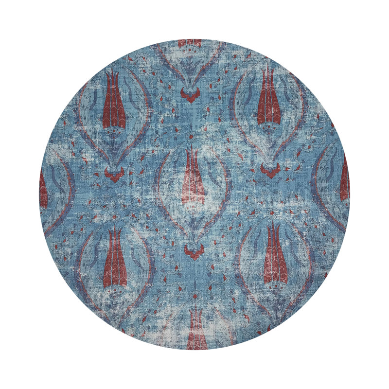Jewel White Vegan Leather Round Coasters, Blue