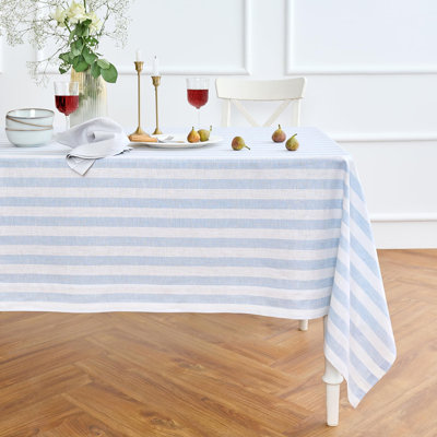 100% Pure Linen Tablecloth -Sorrento Stripe