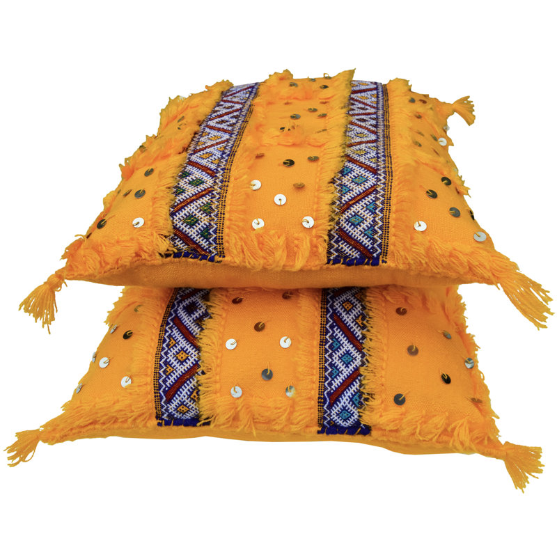 Square Pillow Cover & Insert, Orange/Red/White/Purple