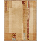 Presidential Hand Knotted Floral Area Rug in Light Brown/Red